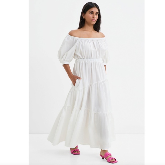 NEW Marcella NYC Off Shoulder Bleecker Dress — White, XS - Picture 4 of 12